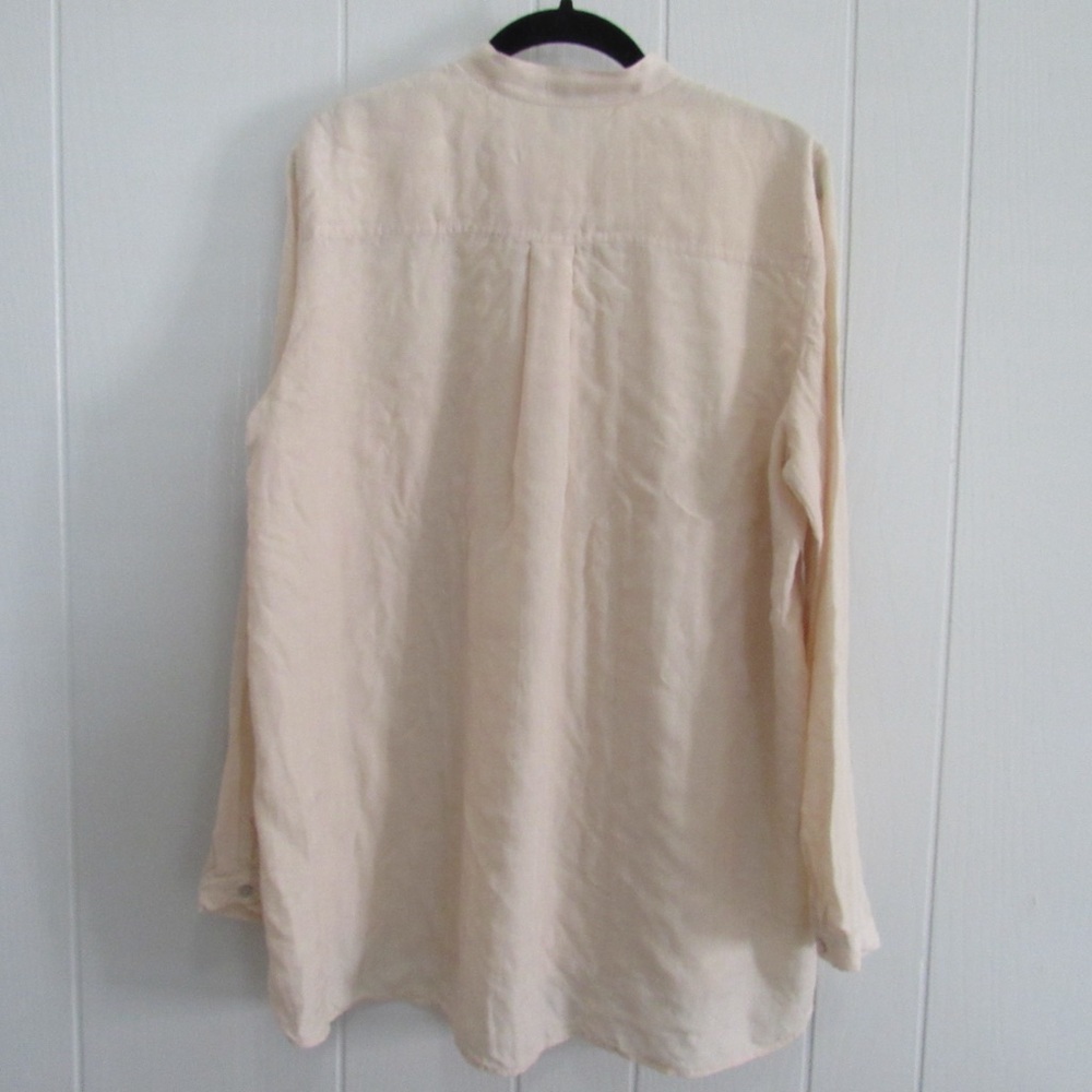 Eileen Fisher Shirt Medium Organic Cotton Silk Light Peach Button Long Sleeve - Picture 5 of 10